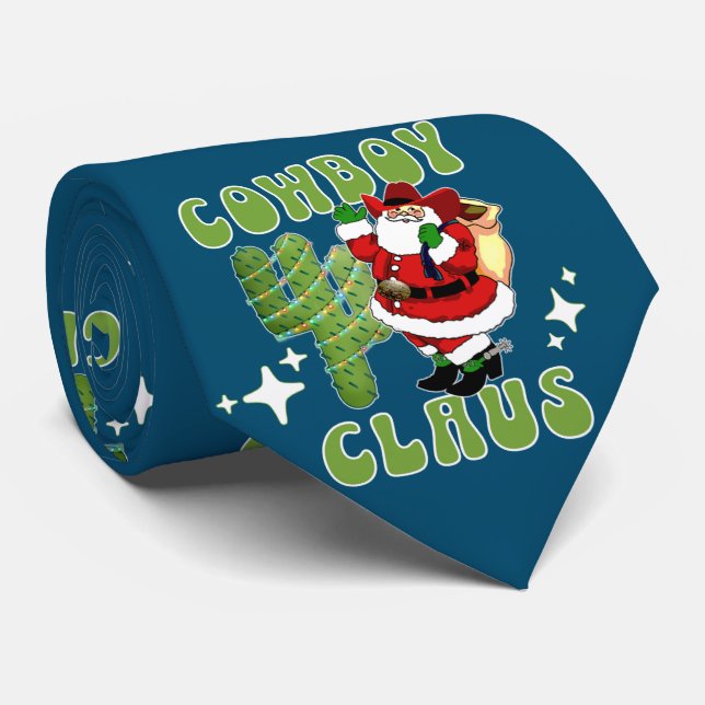 Cowboy Santa Cowboy Claus and Cactus Tree Tie (Rolled)