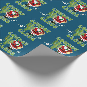 Cowboy Santa Cowboy Claus and Cactus Tree Wrapping Paper