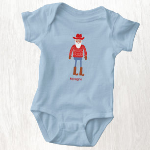 Cowboy Santa Custom Text Christmas Baby Bodysuit