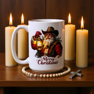 Cowboy Santa Lantern Light Coffee Mug