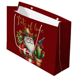 Cowboy Santa Lots of Love Desert Cactus Pistol Large Gift Bag