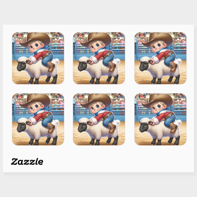 Cowboy Santa Mutton Busting Christmas Sticker (Sheet)
