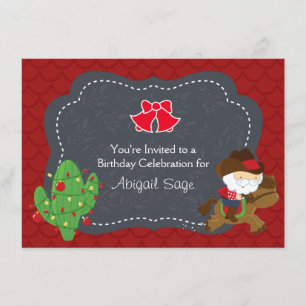 Cowboy Santa Riding Horse Holiday Birthday Invite