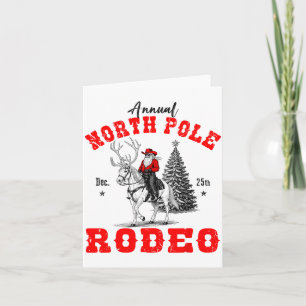 Cowboy Santa Riding Reindeer North Le Rodeo Christ Card