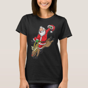 Cowboy Santa Xmas Reindeer Rodeo Christmas In Texa T-Shirt