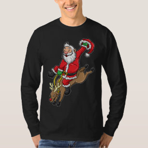 Cowboy Santa Xmas Reindeer Rodeo Christmas In Texa T-Shirt
