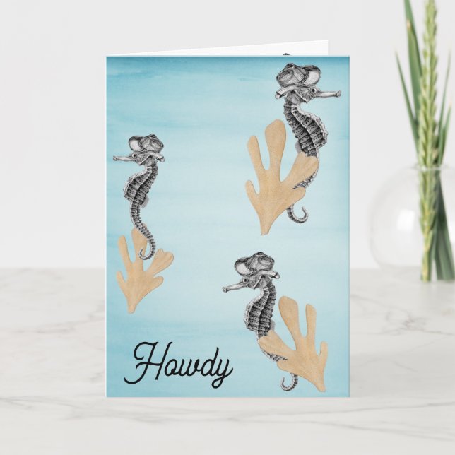 Cowboy Seahorse Birthday Card (Front)