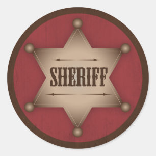 Cowboy Sheriff Badge Western Baby Shower Classic Round Sticker