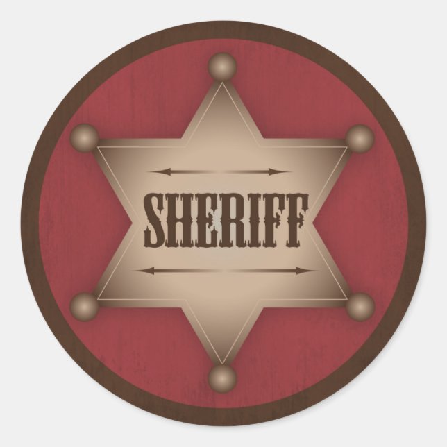 Cowboy Sheriff Badge Western Baby Shower Classic Round Sticker (Front)