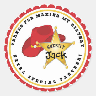 Cowboy Sheriff Birthday Stickers