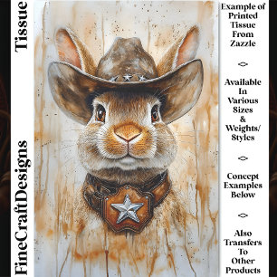 Cowboy Sheriff Bunny Rabbit In Hat DD5 Decoupage Tissue Paper