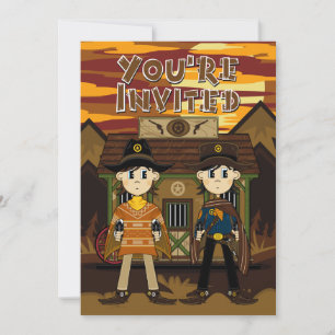 Cowboy Sheriffs at Jail Party Invite