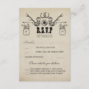 Cowboy Shoes Country Rustic Wedding RSVP Card