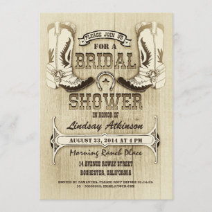 cowboy shoes western bridal shower invitations