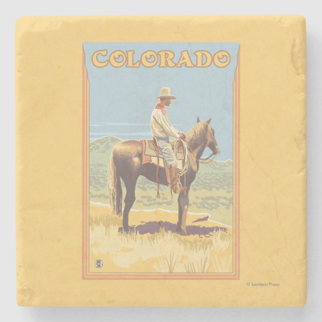 Cowboy (Side View)Colorado Stone Coaster (Front)