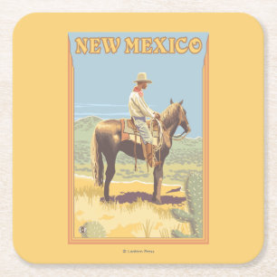 Cowboy (Side View)New Mexico Square Paper Coaster