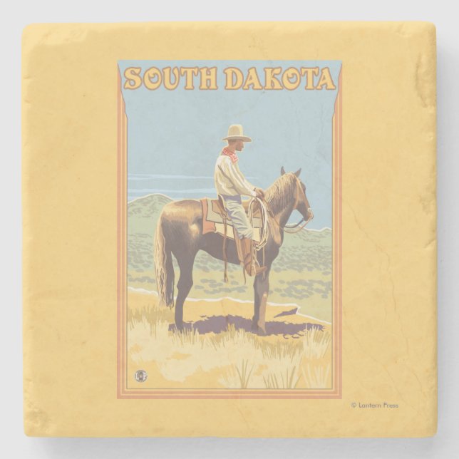 Cowboy (Side View)South Dakota Stone Coaster (Front)