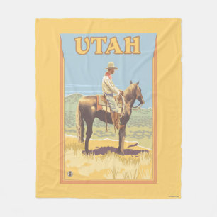 Cowboy (Side View)Utah Fleece Blanket