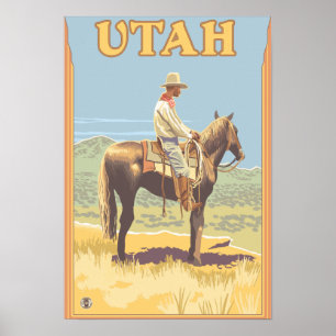 Cowboy (Side View)Utah Poster