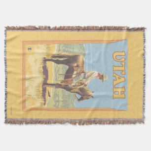 Cowboy (Side View)Utah Throw Blanket