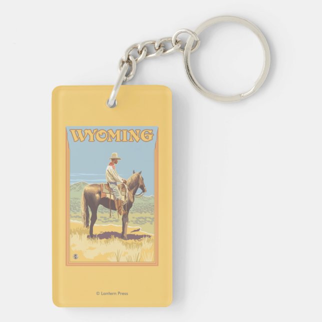 Cowboy (Side View)Wyoming Key Ring (Back)