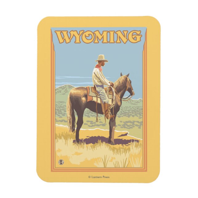 Cowboy (Side View)Wyoming Magnet (Vertical)