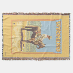 Cowboy (Side View)Wyoming Throw Blanket