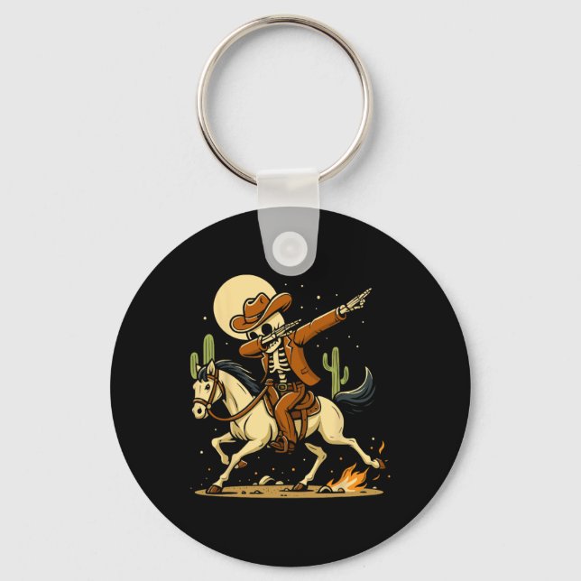 Cowboy Skeleton Dabbing Shirt  Key Ring (Front)