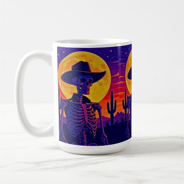 Cowboy Skeleton Under the Desert Moon Coffee Mug (Left)