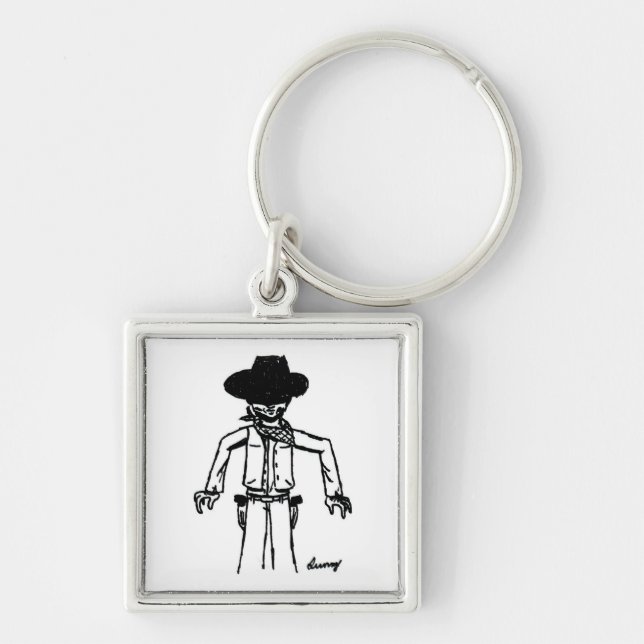Cowboy Sketch Keychain (Front)