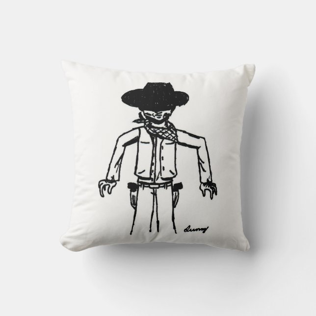 Cowboy Sketch Pillow (Front)