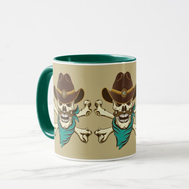 Cowboy Skull and Crossbones Mug (Front Left)