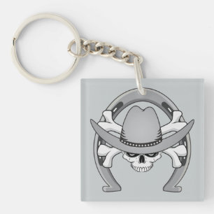 Cowboy Skull Horseshoe Key Ring