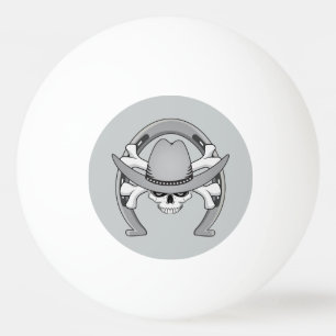 Cowboy Skull Horseshoe Ping Pong Ball
