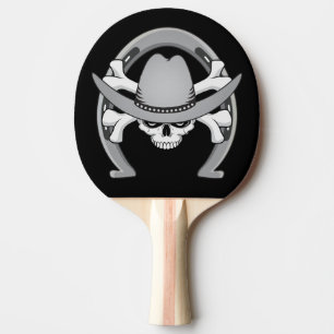 Cowboy Skull Horseshoe Ping Pong Paddle