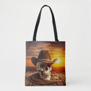 Cowboy Skull with Lasso Tote Bag