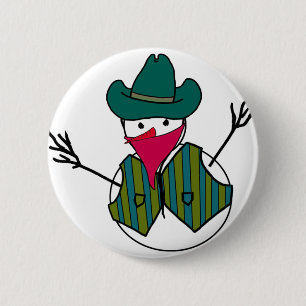 Cowboy Snowman Bandit  6 Cm Round Badge