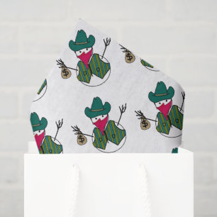 Cowboy Snowman Bandit with Money Bag Tissue Paper