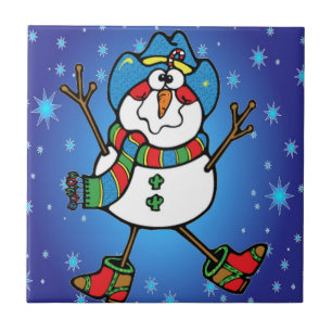 Cowboy Snowman Ceramic Tile