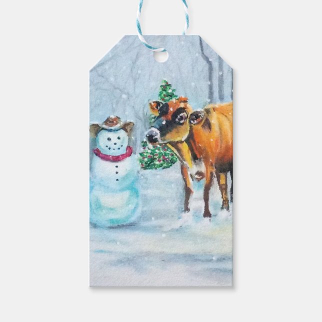 Cowboy Snowman Christmas Gift Tags (Front)
