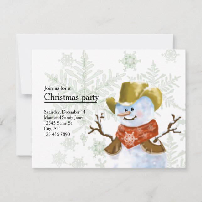 Cowboy Snowman Christmas Invitation (Front)