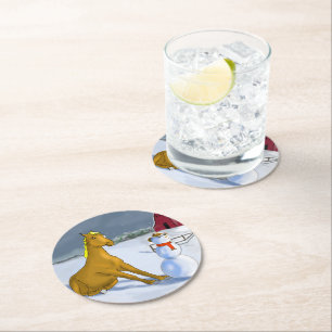 Cowboy Snowman & Horse Paper Coaster