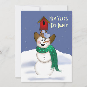 Cowboy Snowman New Year's Eve Party Invitation