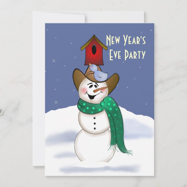 Cowboy Snowman New Year's Eve Party Invitation (Front)