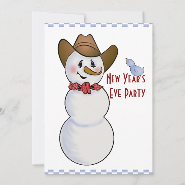 Cowboy Snowman New Years Eve Party Invitation (Front)