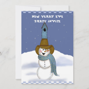 Cowboy Snowman New Years Eve Party Invitation