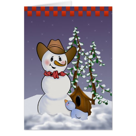 Cowboy Snowman with Red Bandanna Card