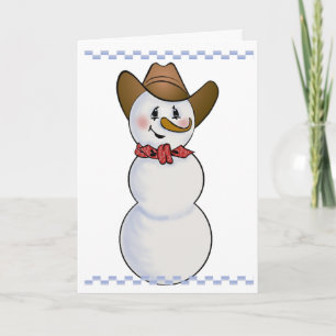 Cowboy Snowman with Red Bandanna Holiday Card