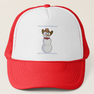 Cowboy Snowman with Red Bandanna Trucker Hat