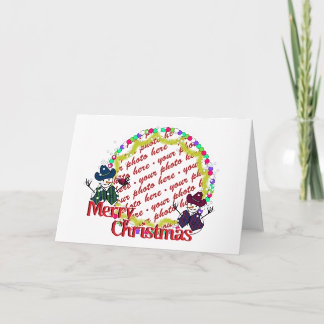 Cowboy Snowmen Christmas Photo Holiday Card (Front)